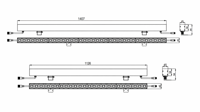 size of linear light